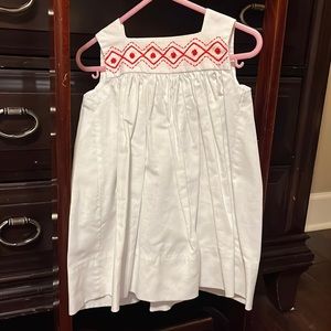 The Proper Peony White Dress with Coral embroidery